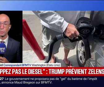 Replay BFM Première - Donald Trump estime que Volodymyr Zelensky doit arrêter de frapper les raffineries de diesel en Russie face à l'envolée des prix à la pompe