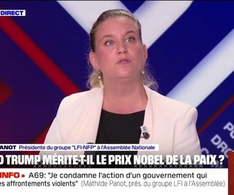 Replay BFM Politique - Pour Mathilde Panot (LFI) la France a une défense du droit international qui est à géométrie et à géographie variable