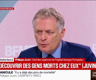 Replay Face à Face - On reçoit des patients qui ont 42 degrés de température, affirme Philippe Juvin, député LR et chef des urgences de l'hôpital Georges Pompidou