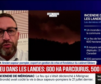 Replay BFM Grand Soir - Feu dans les Landes : 600 ha parcourus, 500 évacués - 13/08