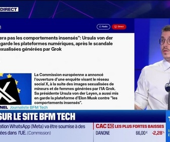 Replay Tech & Co, la quotidienne - À lire sur le site Tech&Co : L'UE ne tolérera pas les comportements insensés : Ursula von der Leyen met en garde les plateformes numériques, après le scandale des images sexualisées générées par Grok, par Sylvain Trinel - 26/01