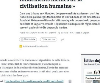 Replay Dans la presse - Iran : La démocratie ne s'impose pas par la force