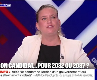 Replay BFM Politique - Emmanuel Macron candidat pour les présidentielles de 2032 ou 2037 ? Pour Mathilde Panot (LFI), le président de la République essaye de mettre notre pays dans la fin du projet démocratique