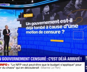 Replay Un gouvernement est-il déjà tombé à cause d'une motion de censure? BFMTV répond à vos questions