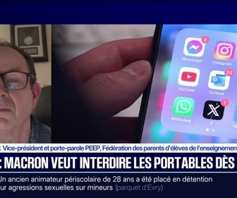 Replay 20H BFM - Interdiction des téléphones portables dès 2026: Ça risque d'être compliqué mais ça va dans le bon sens, estime Sylvain Duyck, porte-parole PEEP