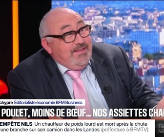 Replay BFM Première - BFM éco : Plus de poulet, moins de bœuf... nos assiettes changent - 12/02