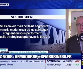 Replay BFM Bourse - Culture Bourse : LVMH s'envole mais certains segments comme la mode, le cuir ou les spiritueux stagnent ou sous-performent. Quelle stratégie adopter avec le titre ? , par Julie Cohen-Heurton - 24/11