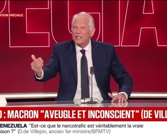Replay BFM Politique - Dominique de Villepin, ancien Premier ministre, veut se doter d'un pacte européen de souveraineté pour défendre l'Europe face aux menaces russes, américaines ou encore chinoises