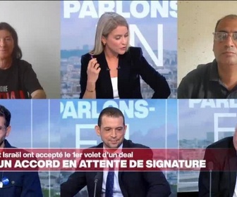 Replay Parlons-en, les invités - Gaza : un accord en attente de signature. Avec B. Nabli, J.-D. Ichay, R. Abou Jamous et M.-L. Smadja