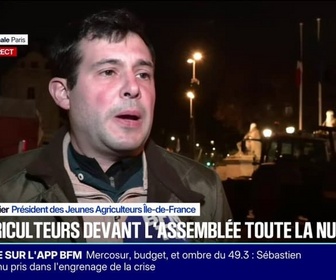 Replay 20H BFM - Le président des Jeunes Agriculteur d'Île-de-France explique pourquoi les agriculteurs veulent se mobiliser toute la nuit devant l'Assemblée