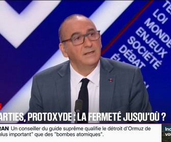 Replay BFM Politique - Rave party dans le Morbihan: il n'y aura pas d'intervention, déclare le ministre de l'Intérieur Laurent Nuñez, en raison du risque d'incendie en cas de tirs de mortiers