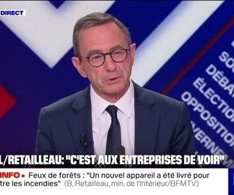 Replay BFM Politique - Face à la canicule, faut-il imposer le télétravail? Pour Bruno Retailleau, c'est aux entreprises de voir
