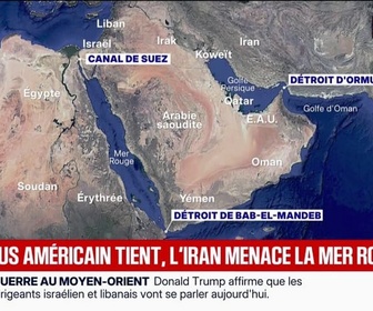 Replay BFM Première - Guerre au Moyen-Orient: Téhéran menace de bloquer la mer Rouge si le blocus américain sur les ports iraniens est maintenu