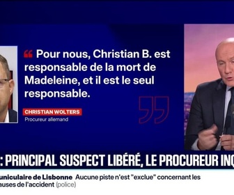 Replay 20H BFM - Affaire Maddie: le principal suspect en passe d'être libéré est dangereux, selon le procureur allemand