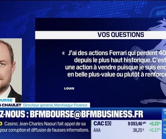 Replay BFM Bourse - Culture Bourse : J'ai des actions Ferrari qui perdent 40% depuis le plus haut historique. C'est plutôt une action à vendre puisque je suis encore en belle plus-value ? Ou plutôt à renforcer ? , par Julie Cohen-Heurton - 29/01