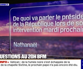 Replay De quoi va parler le président de la République lors de son intervention mardi prochain? Vos questions au 20H BFM