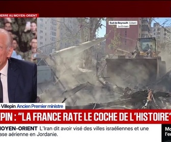 Replay BFM Politique - Guerre au Moyen-Orient: Nous sommes en train de rentrer dans un monde de la jungle, déplore Dominique de Villepin