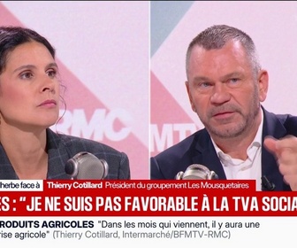 Replay Face à Face - Thierry Cotillard, président du groupement Les Mousquetaires, n'est pas favorable à la TVA sociale
