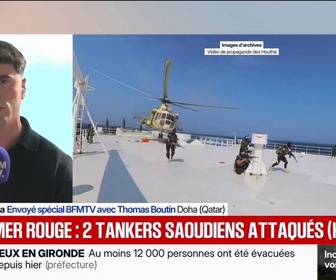 Replay BFM Première - Les Houthis revendiquent des frappes contre deux pétroliers saoudiens en mer Rouge