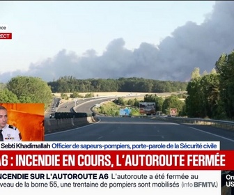 Replay 20H BFM - Incendie à proximité de l'A6: une trentaine d'hectares brûlés et une centaine de pompiers mobilisés