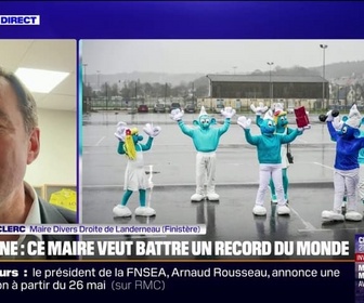 Replay 20H BFM - Pour battre le record du plus grand rassemblement de Schtroumpfs , le maire de Landerneau signe un arrêté pour interdire la vente de boissons dans les bars