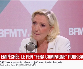 Replay Face à Face - Marine Le Pen assure qu'elle fera la campagne de Jordan Bardella si sa peine d'inéligibilité dans le procès des assistants parlementaires du FN est confirmée