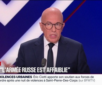 Replay BFM Politique - Menace russe: On a une armée russe en déroute, ça m'interroge sur sa capacité à ouvrir d'autres fronts, affirme Éric Ciotti, président de l'UDR et maire de Nice