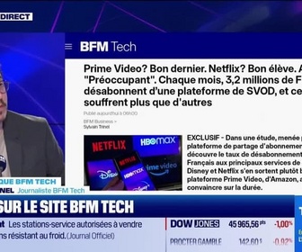 Replay Tech & Co, la quotidienne - À lire sur le site Tech&Co : Prime Video? Bon dernier. Netflix? Bon élève. Apple TV? Préoccupant. Chaque mois, 3,2 millions de Français se désabonnent d'une plateforme de SVOD, par Sylvain Trinel - 26/03